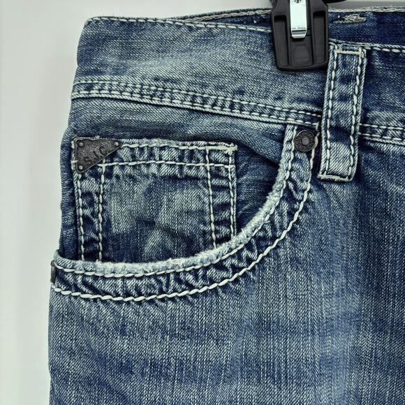 Silver Jeans Gordie 40x30 (Act 40x29) Straight Leg Blue Jean Denim Distressed - Picture 4 of 9